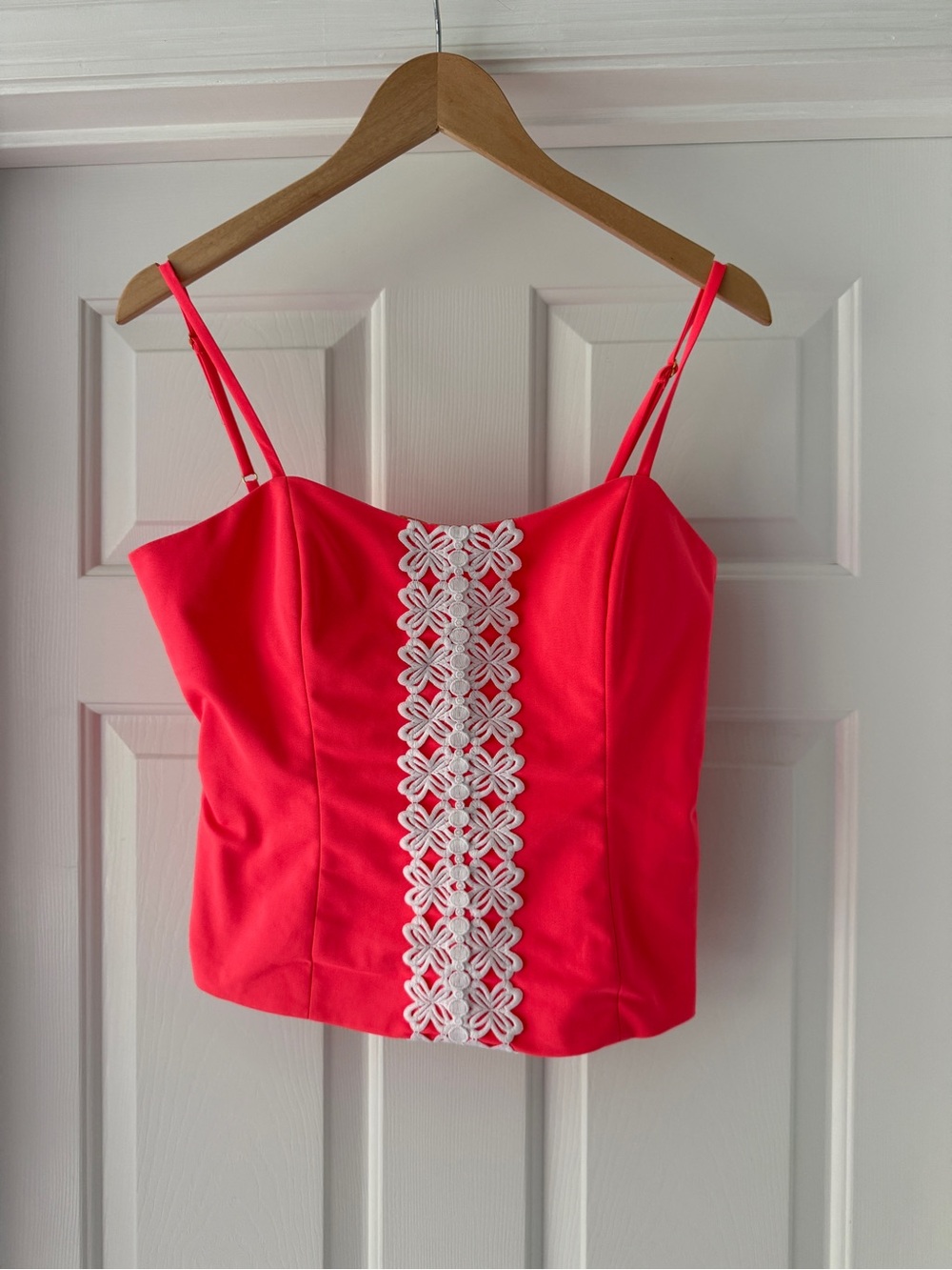 Lilly Pulitzer Coral Pink Lace-Trim Cami